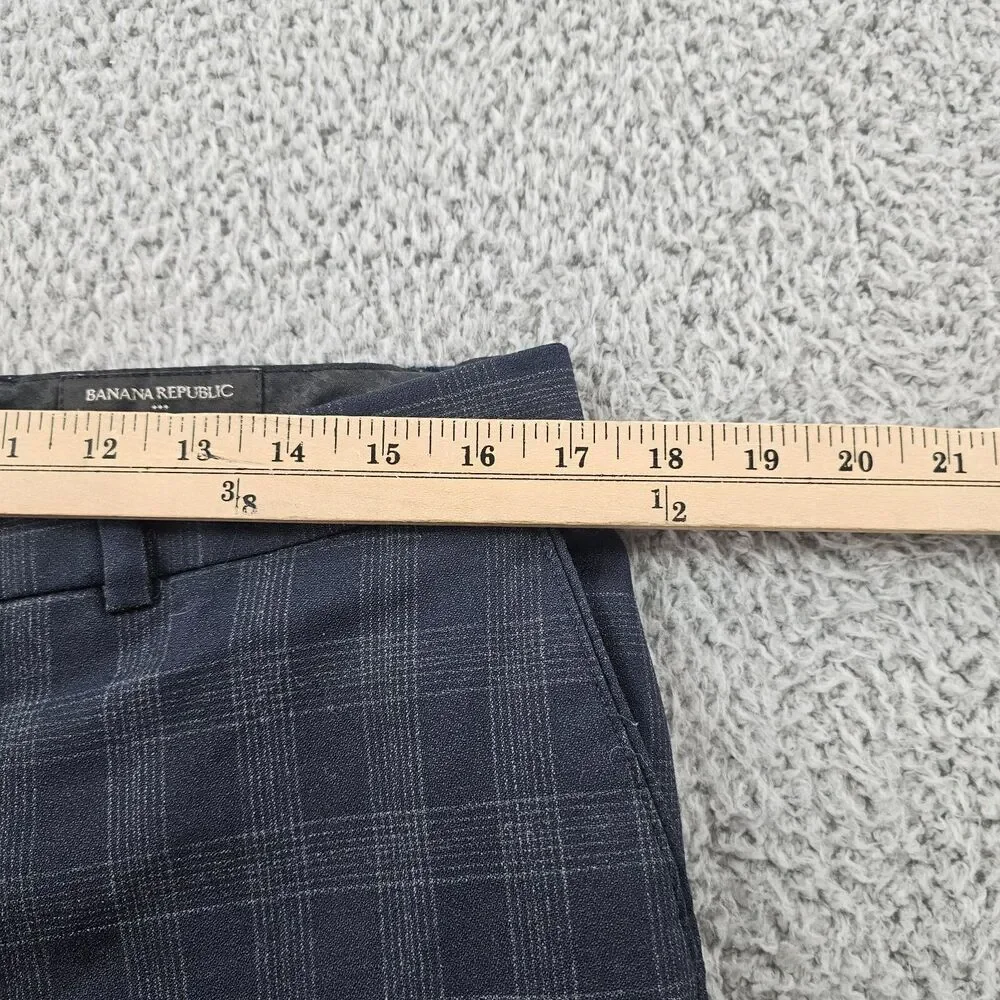 Banana Republic Dress Pants Mens 34x29 Blue Plaid Wool Blend Dark Academia